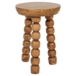 Alaia Coastal Beach Natural Wood Round End Table|