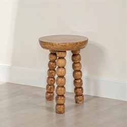 Alaia Coastal Beach Natural Wood Round End Table|