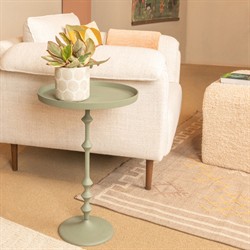 Seth Modern Classic Green Aluminum Round End Table|