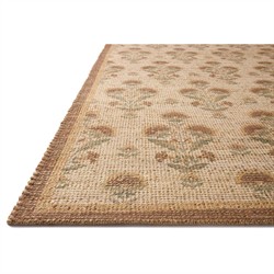 Sophia Updated Traditional Beige Jute Vintage Floral Patterned Rug - 3'6"x5'6"|