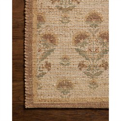 Sophia Updated Traditional Beige Jute Vintage Floral Patterned Rug - 3'6"x5'6"|