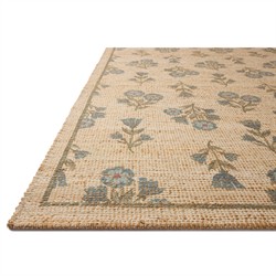 Rue Updated Traditional Beige Jute Floral Patterned Rug - 3'6"x5'6"|
