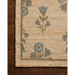Rue Updated Traditional Beige Jute Floral Patterned Rug - 3'6"x5'6"|