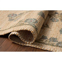 Rue Updated Traditional Beige Jute Floral Patterned Rug - 3'6"x5'6"|
