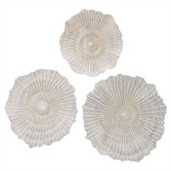 Kaelin Coastal Beach White Coral Textured Wall Decor - Set of 3|
