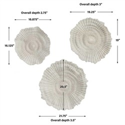 Kaelin Coastal Beach White Coral Textured Wall Decor - Set of 3|