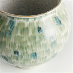 Luka Coastal Green Stoneware Round Decorative Table Vase - Small|