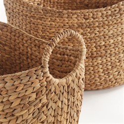 Josephine Coastal Beach Natural Water Hyacinth Woven Floor Basket - Set of 2|