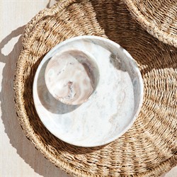 Elysia Updated Traditional Matte Brown Marble Round Decorative Tray|