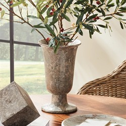 Clara French Country Grey Marble Footed Table Vase|