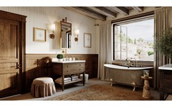 Rochelle Honeycomb Linen Skirted Ottoman|