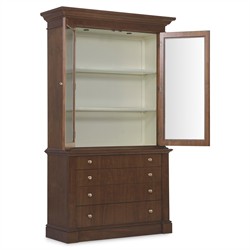Alaine Updated Traditional Brown Walnut Wood Display Cabinet|