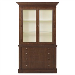Alaine Updated Traditional Brown Walnut Wood Display Cabinet|