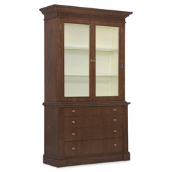 Alaine Updated Traditional Brown Walnut Wood Display Cabinet|