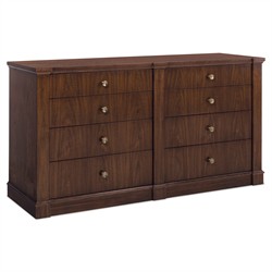 Alaine Modern Classic Brown Walnut Wood Double Dresser|
