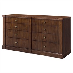 Alaine Modern Classic Brown Walnut Wood Double Dresser|