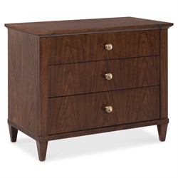 Alaine Modern Classic Brown Walnut Wood Wide Nightstand|