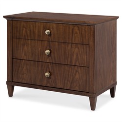 Alaine Modern Classic Brown Walnut Wood Wide Nightstand|