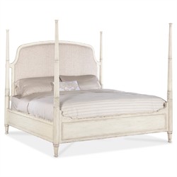Asher French Country Beige Performance White Oak Four Poster Bed - King|