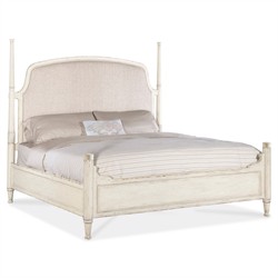 Asher French Country Beige Performance White Oak Four Poster Bed - King|