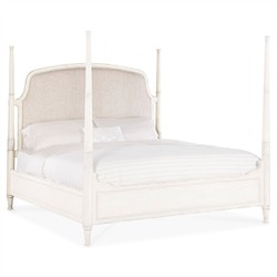 Asher French Country Beige Performance White Oak Four Poster Bed - King|