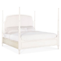 Asher French Country Beige Performance White Oak Four Poster Bed - King|