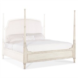 Asher French Country Beige Performance White Oak Four Poster Bed - King|