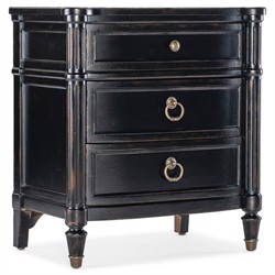 Steph Updated Traditional Aged Black Wood Nightstand|