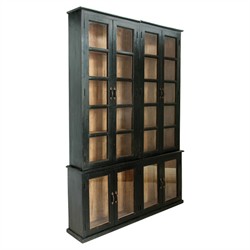 Ysabel Rustic Lodge Black Mango Wood Glass Cabinet|
