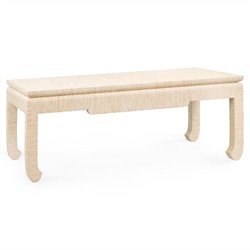 Bethany Coastal Beach Natural Twill Grasscloth Rectangular Coffee Table - 50"|