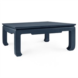 Bethany Coastal Storm Blue Linen Square Coffee Table|