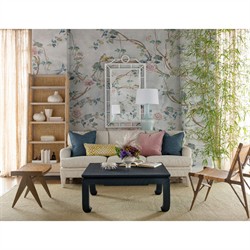 Bethany Coastal Storm Blue Linen Square Coffee Table|