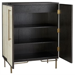 Edison Modern Classic Cream Vellum Black Oak Bar Cabinet|