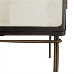 Edison Modern Classic Cream Vellum Black Oak Bar Cabinet|