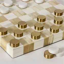 Bennett Updated Traditional Natural Bone White Checker Game Set|