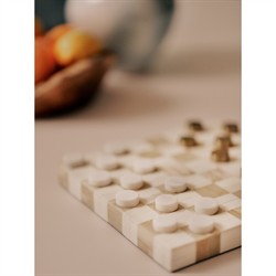 Bennett Updated Traditional Natural Bone White Checker Game Set|