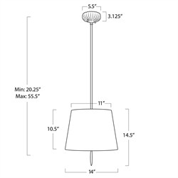 Clove Updated Traditional Black Linen Shade Pendant - Small|