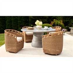 Olara Coastal Beach Cream Sunbrella Woven Wicker Outdoor Swivel Chair|