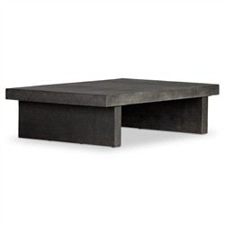 Huesca Modern Classic Grey Textured Concrete Rectangular Outdoor Coffee Table|