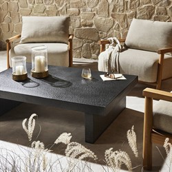 Huesca Modern Classic Grey Textured Concrete Rectangular Outdoor Coffee Table|