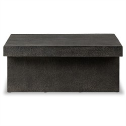Huesca Modern Classic Grey Textured Concrete Rectangular Outdoor Coffee Table|