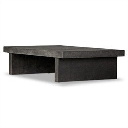 Huesca Modern Classic Grey Textured Concrete Rectangular Outdoor Coffee Table|