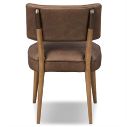 Andy Modern Classic Brown Leather Wood Dining Chair|