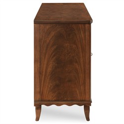 Lela Modern Classic Montserrat Brown Wood Scalloped Media Cabinet - 74"|