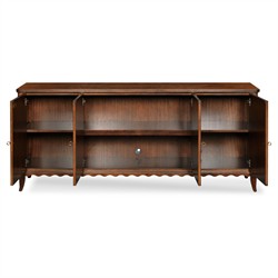 Lela Modern Classic Montserrat Brown Wood Scalloped Media Cabinet - 74"|