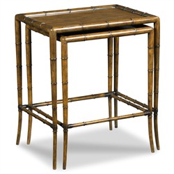Linwood Updated Traditional Brown Wood Rectangular Nesting Side Tables|