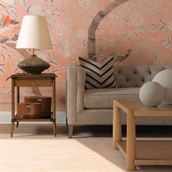 Linwood Updated Traditional Brown Wood Rectangular Side Table|