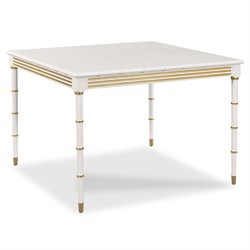 Newport Updated Traditional Cream Wood Bamboo Game Table|