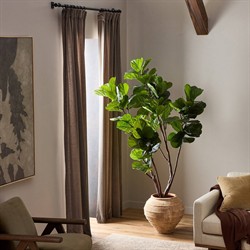 Elara Updated Traditional Green Faux Fiddle Leaf Potted Tree - 7'|