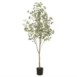 Huxley Updated Traditional Green Faux Eucalyptus Potted Tree - 7'|